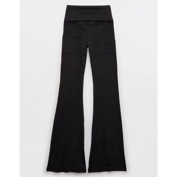 NWT OFFLINE by AERIE OG Foldover High Waisted Super Flare Leggings Black Small - Picture 7 of 16